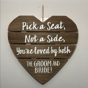 Heart-Shaped Wooden Wedding Sign